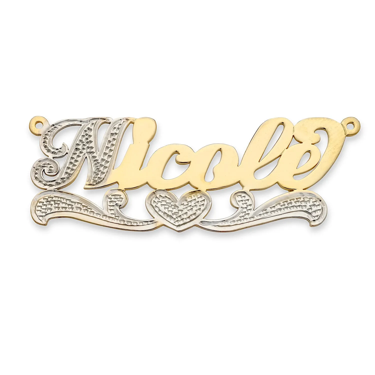 Better Jewelry Heart Script 10K Gold Nameplate Necklace