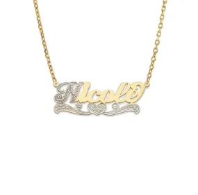 Better Jewelry Heart Script 10K Gold Nameplate Necklace