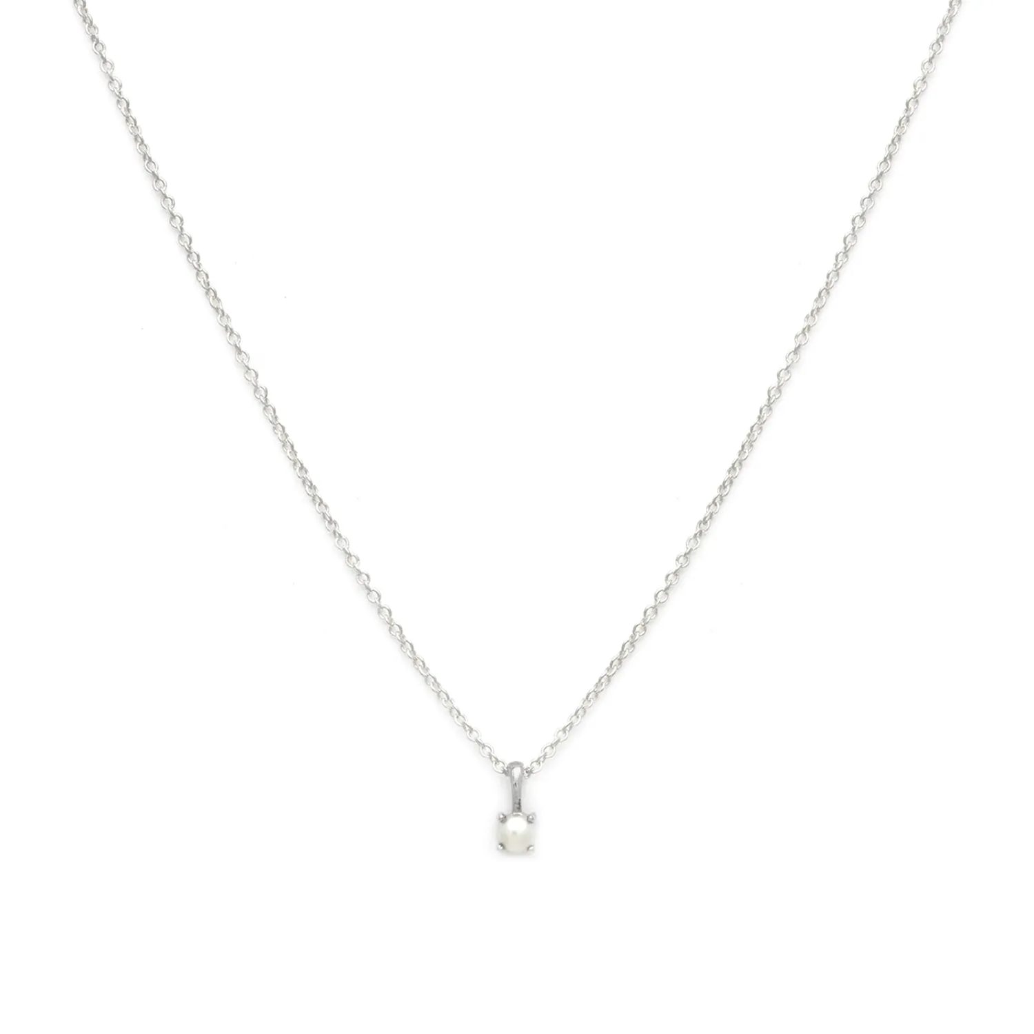 Birthstone Necklace | Silver & Pearl