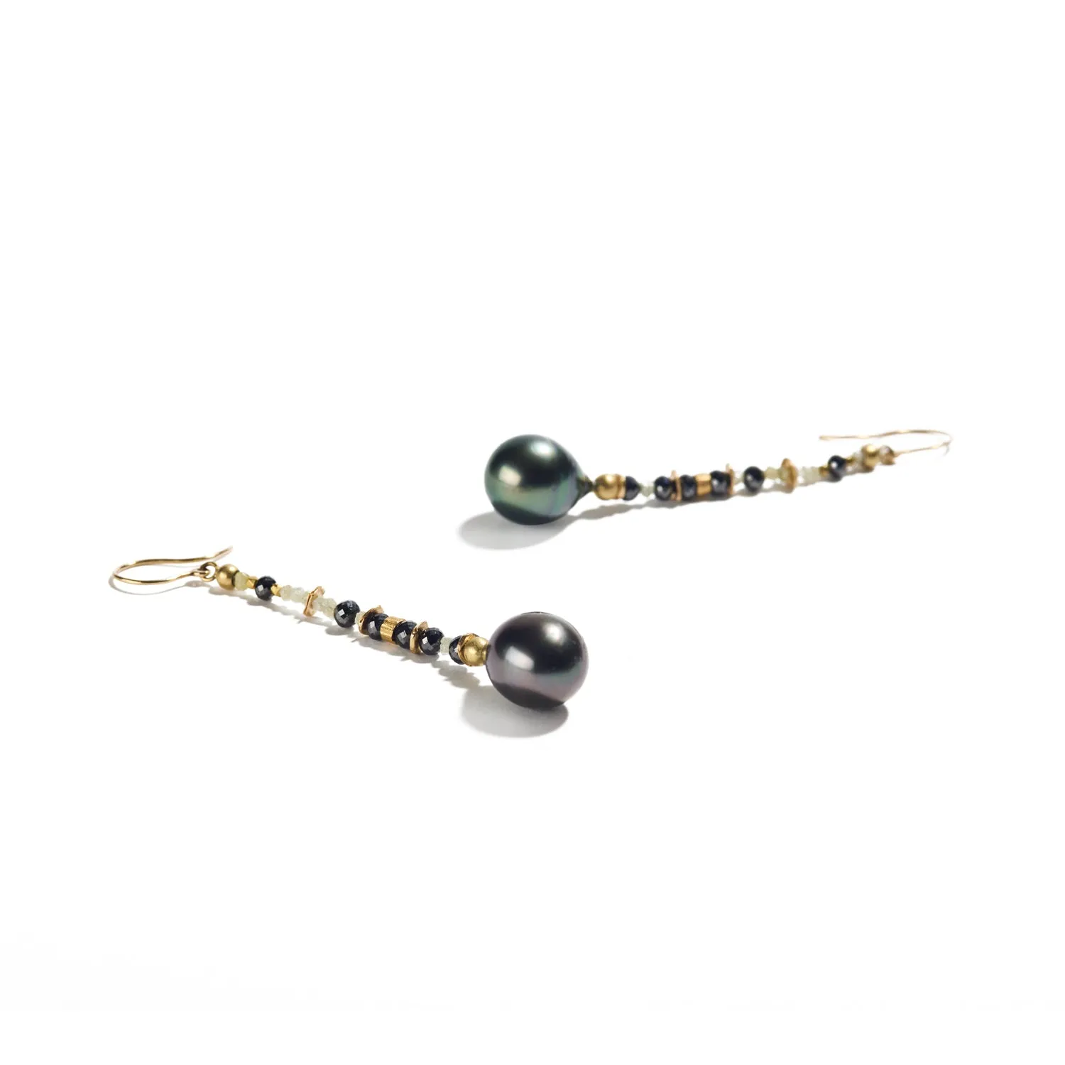 Black Diamond and Tahitian Pearl Earrings