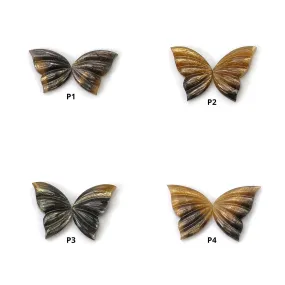 BLACK YELLOW Fire MOONSTONE Gemstone Carving : Natural Untreated Unheated  Bi-Color Moonstone Hand Carved Butterfly Pair