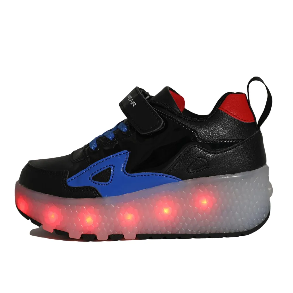 Black/Blue Roller Light up Rechargeable Shoes