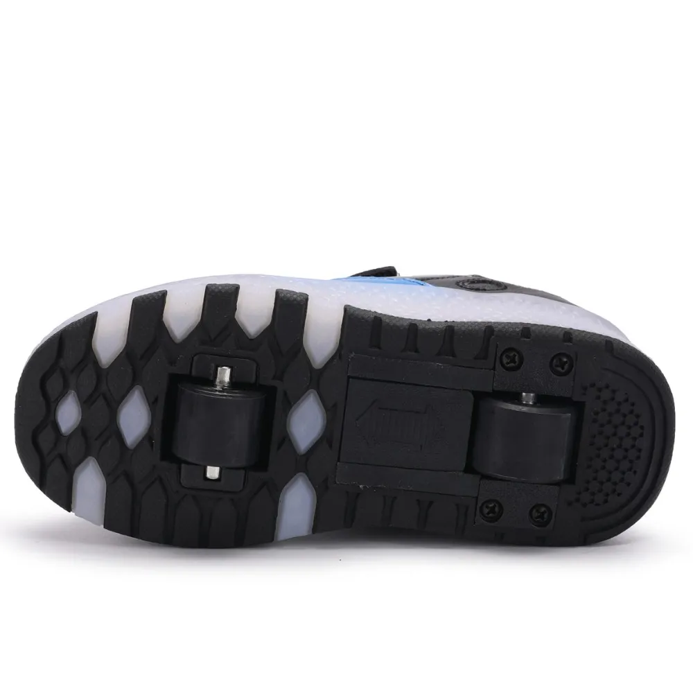 Black/Blue Roller Light up Rechargeable Shoes