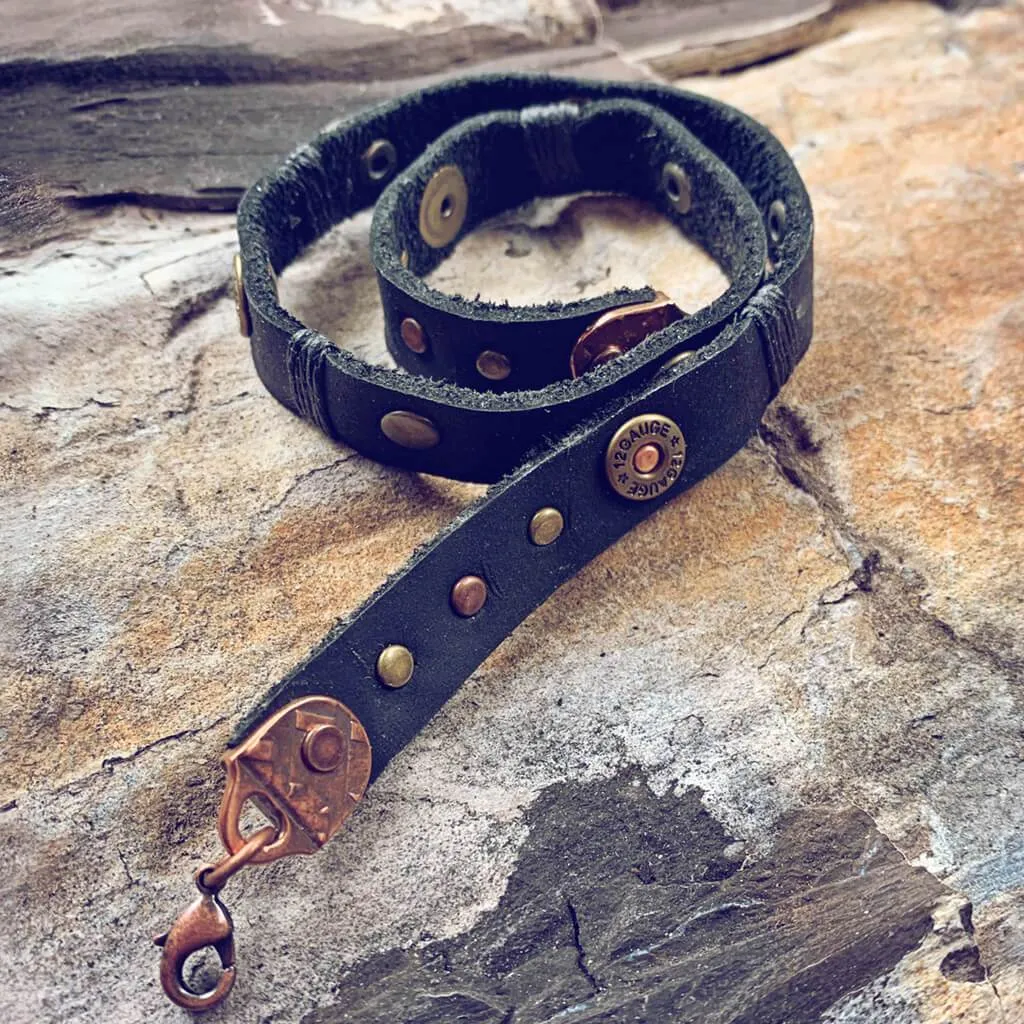 bolt // shell casing leather wrap bracelet