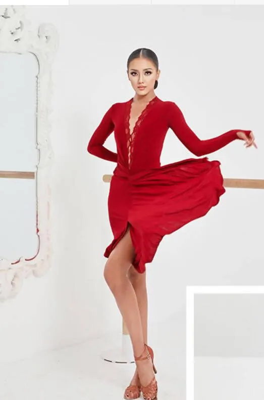 Captivating  Latin Practice Dress | Red/Black | 2190