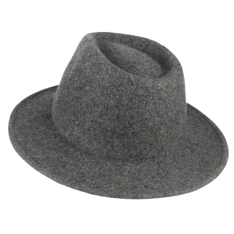 Classic Wide Brim Wool Fedora Hat