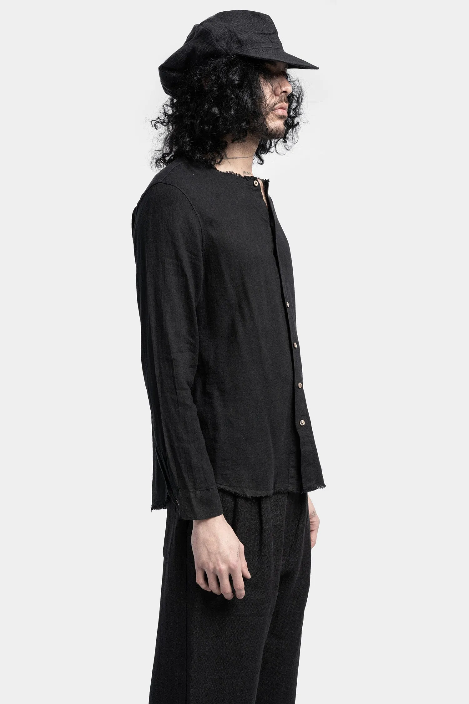 Collarless shirt, Black