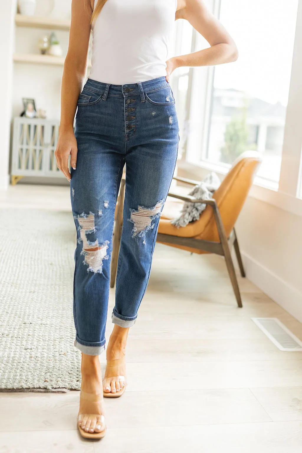 Colt High Rise Button Fly Distressed Boyfriend Jeans-- Use the code SPRINGJB for 20% off!