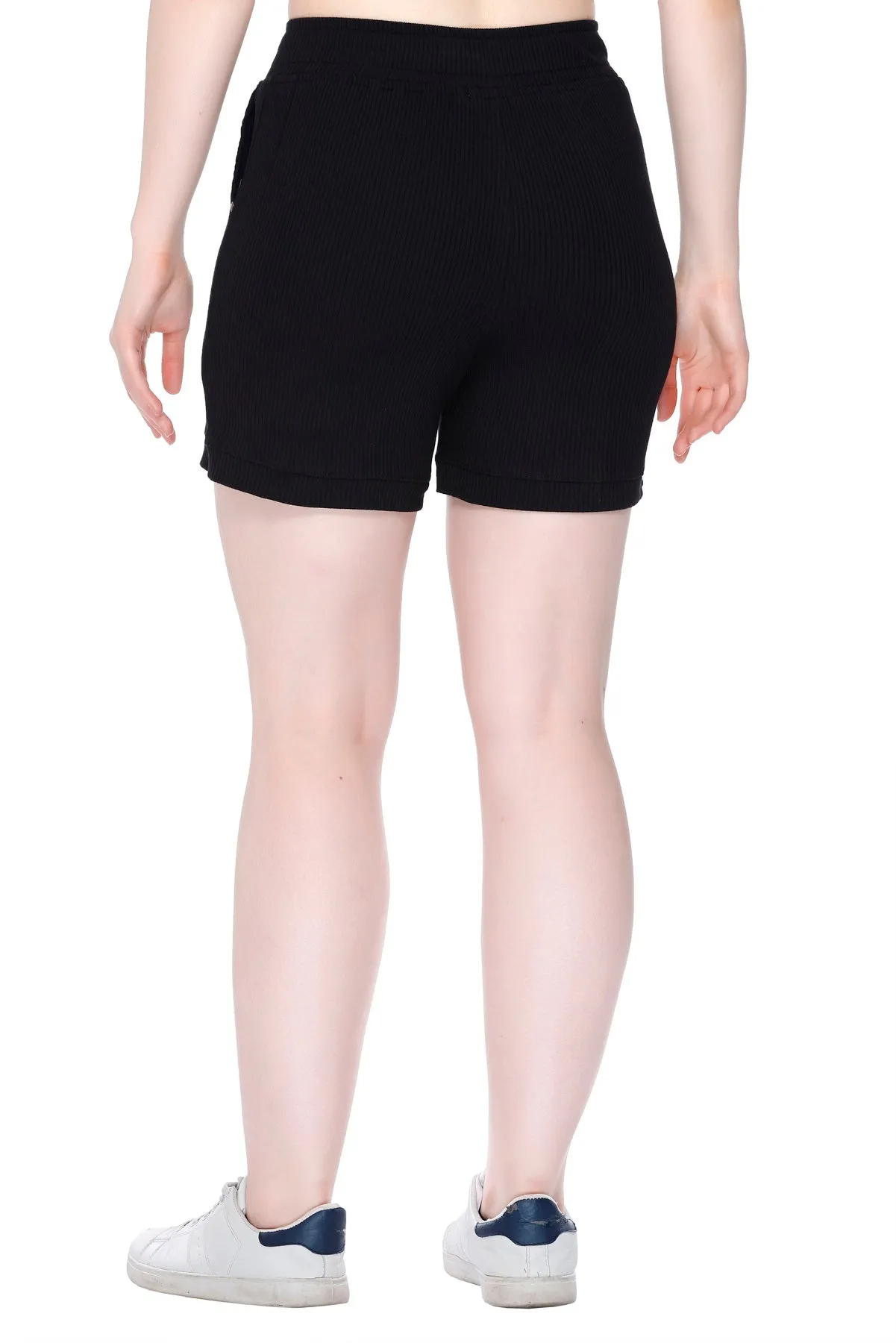 Cotton Shorts For Women - Plain Bermuda Combo (Black & Mint)