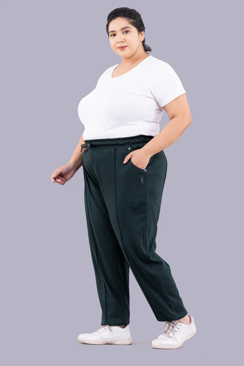 Cotton Track Pants - Relaxed Fit Lounge Pants - Bottle Green