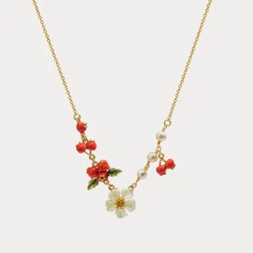 Cranberry Flowers Necklace