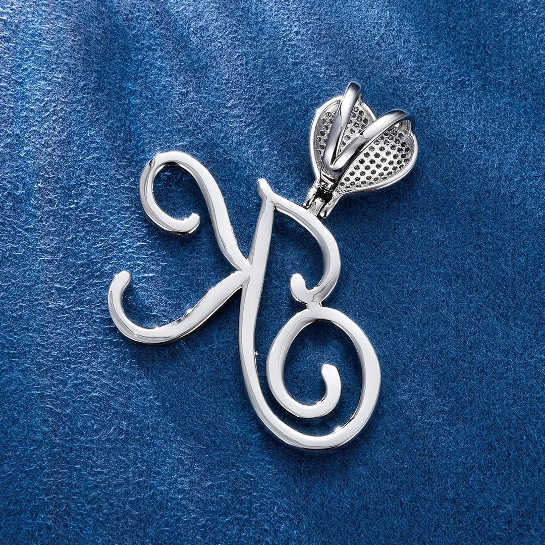 Custom S925 Moissanite Cursive Script Letter Pendant