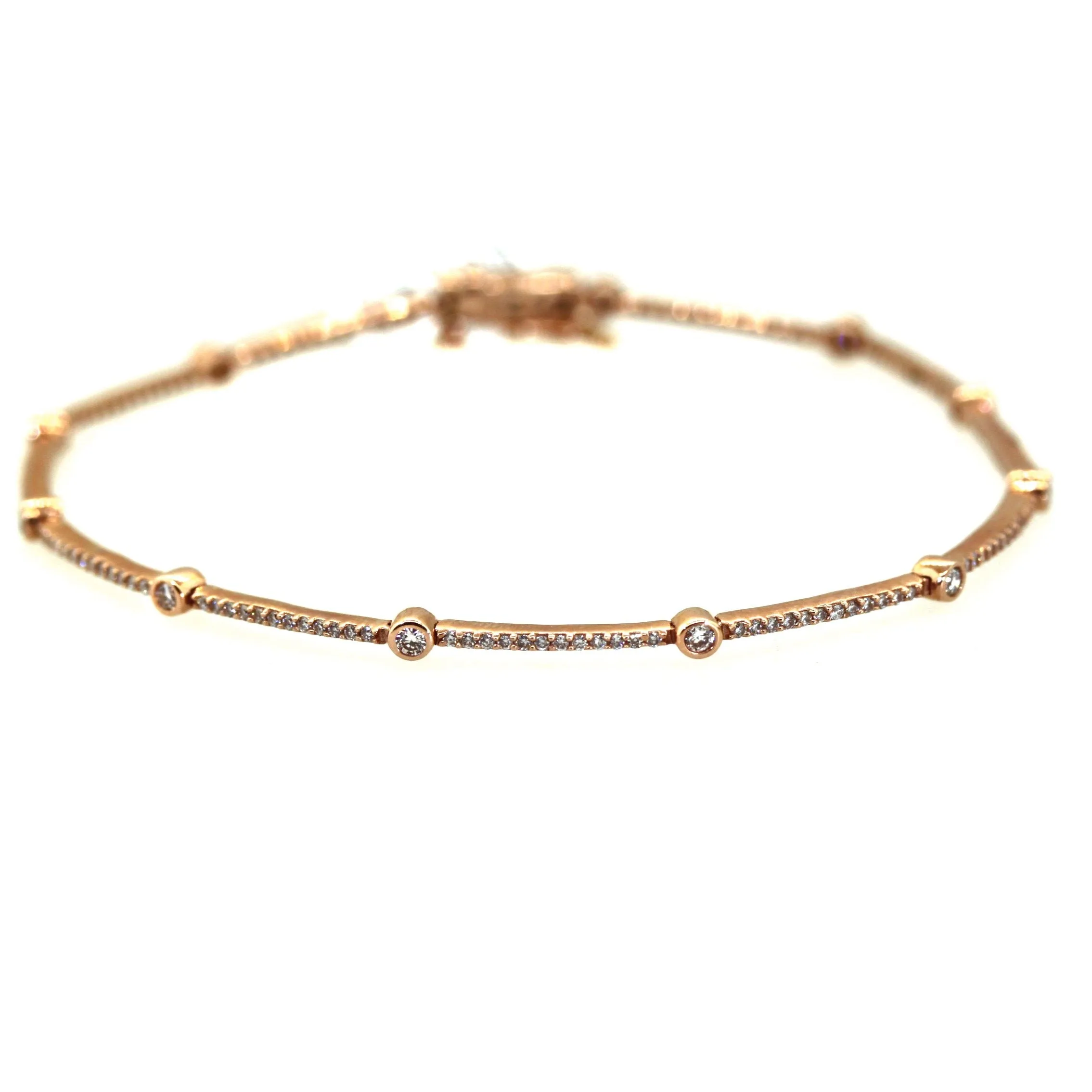 Dainty Bezeled & Pave Diamond Gold Bracelet