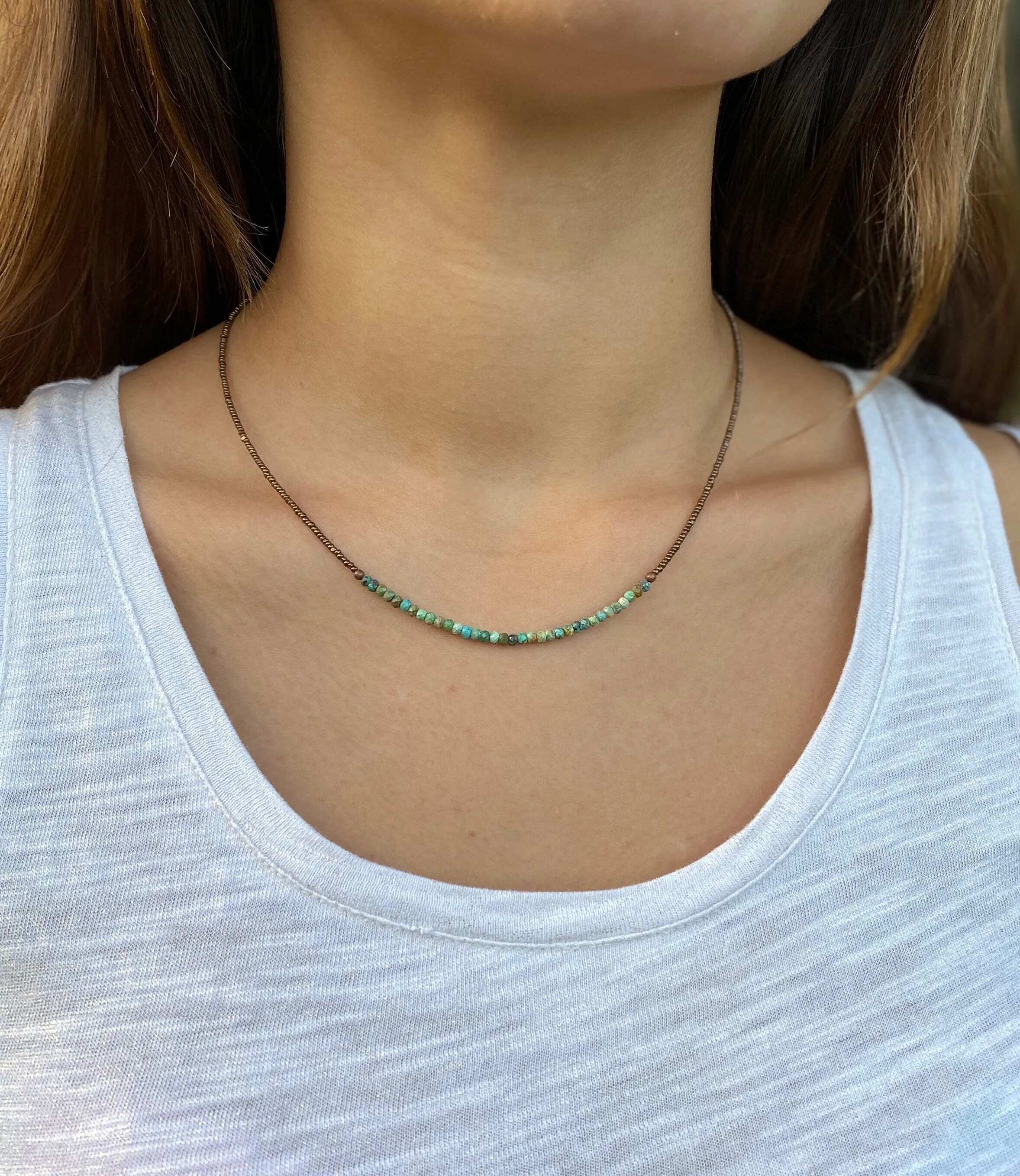 Dainty Turquoise Necklace, Turquoise Necklace, Stack Necklace, Turquoise Bead Necklace, Turquoise Choker, Bead Jewelry, Boho Jewelry