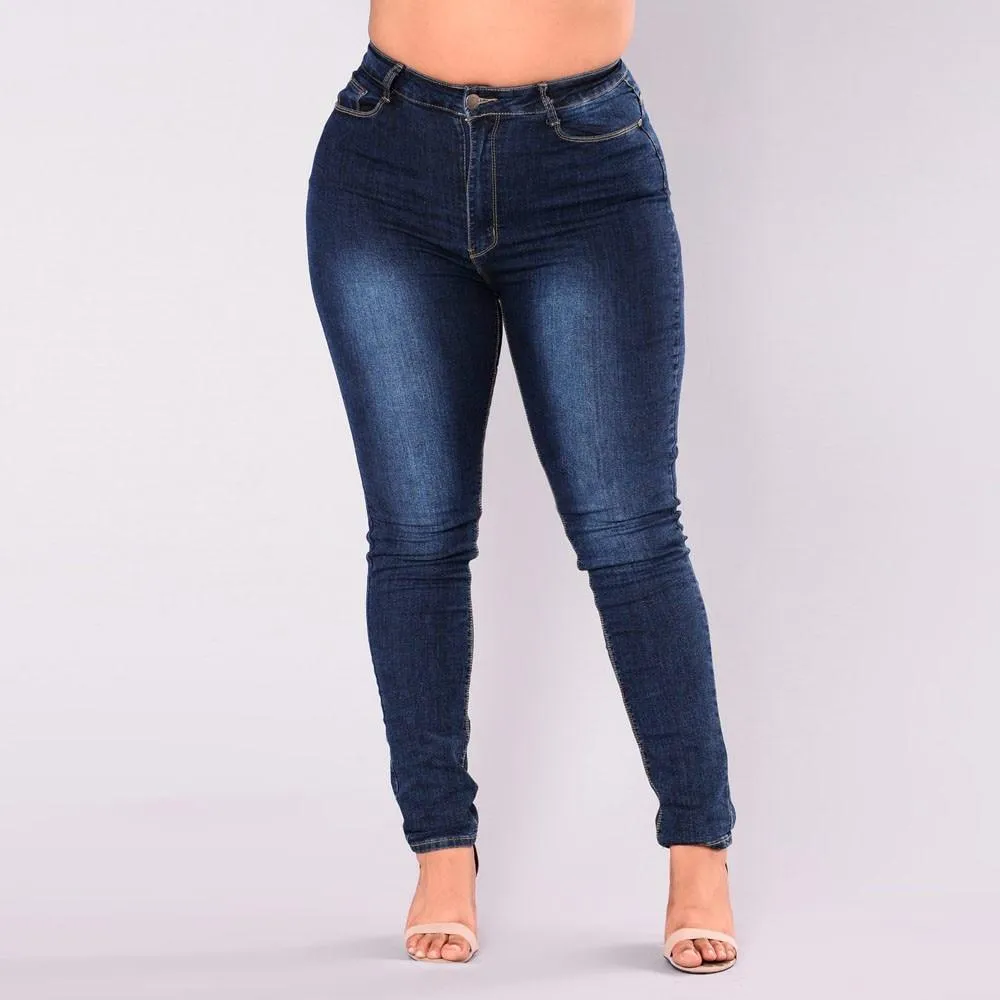 Denim Skinny High Waist Push Up  Ripped Stretch Pants