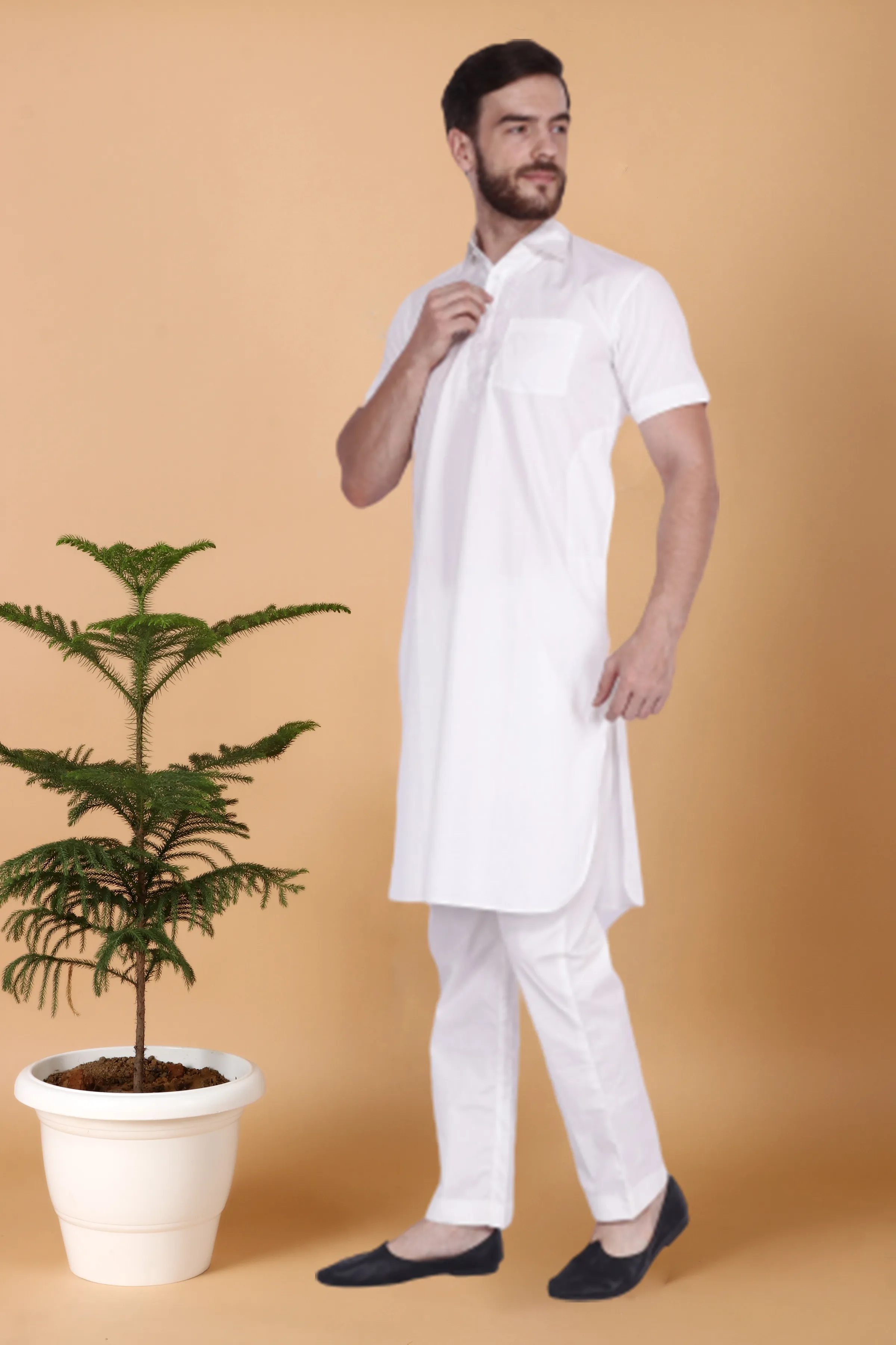 Detailed Cotton Kurta Pajama