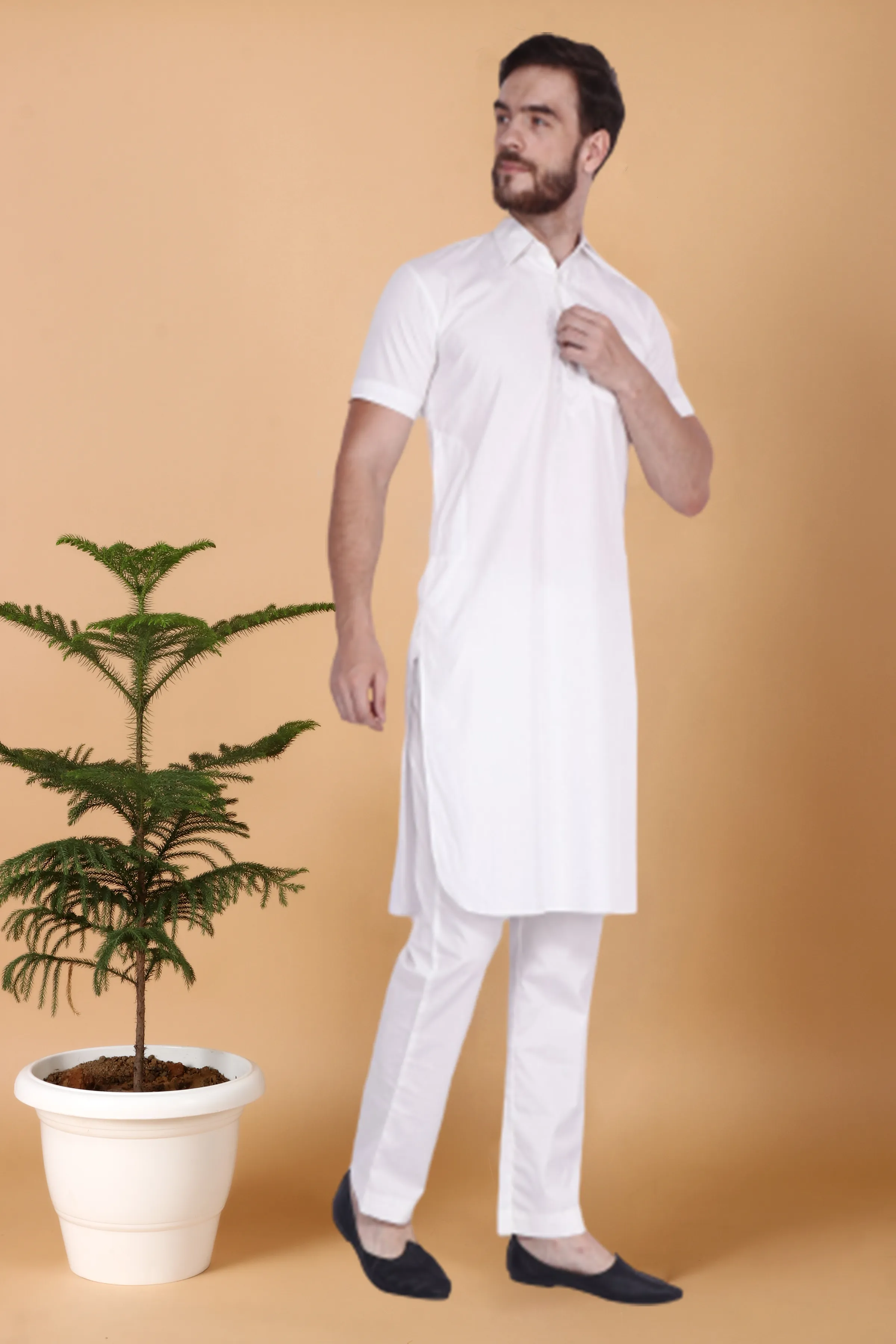 Detailed Cotton Kurta Pajama