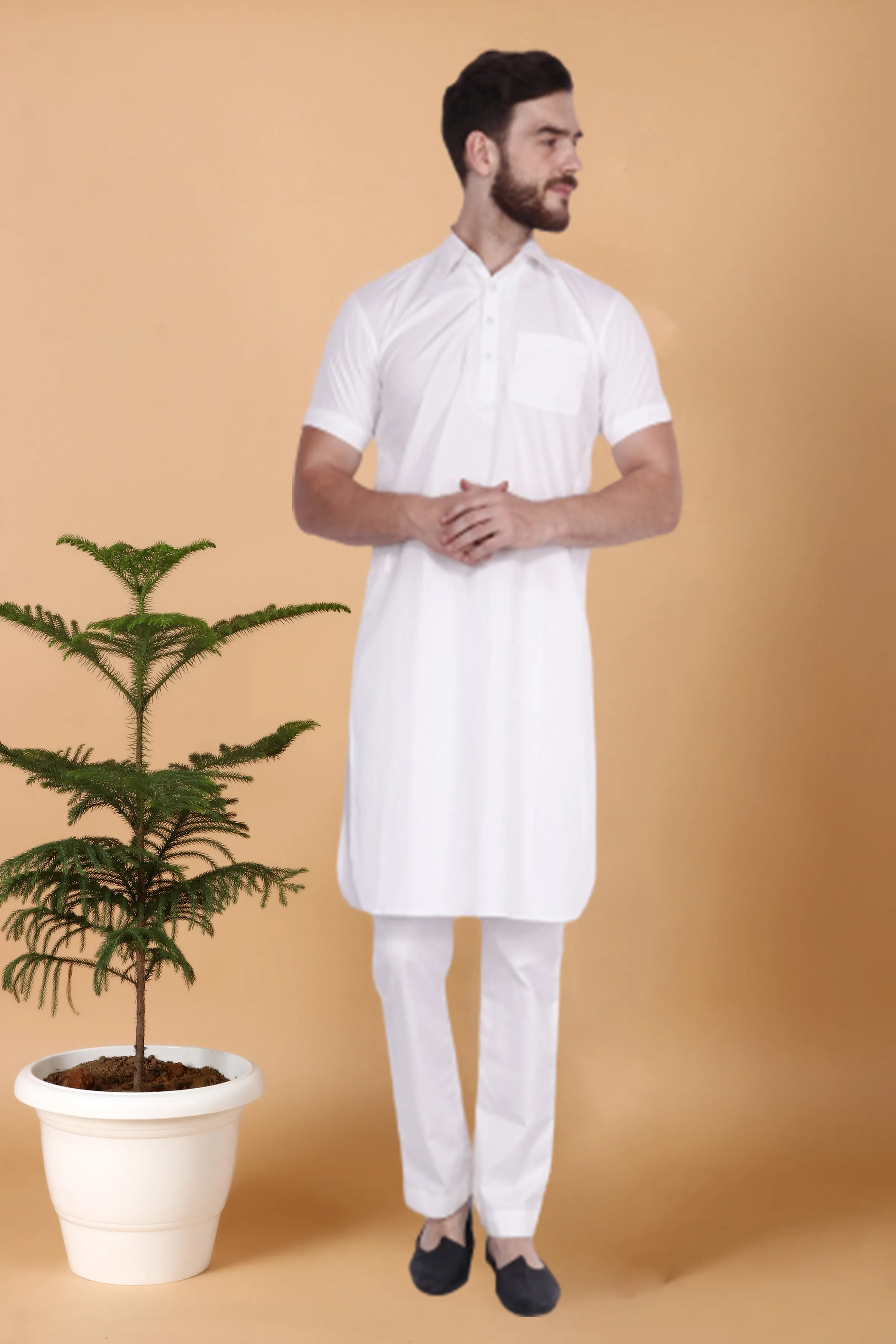 Detailed Cotton Kurta Pajama