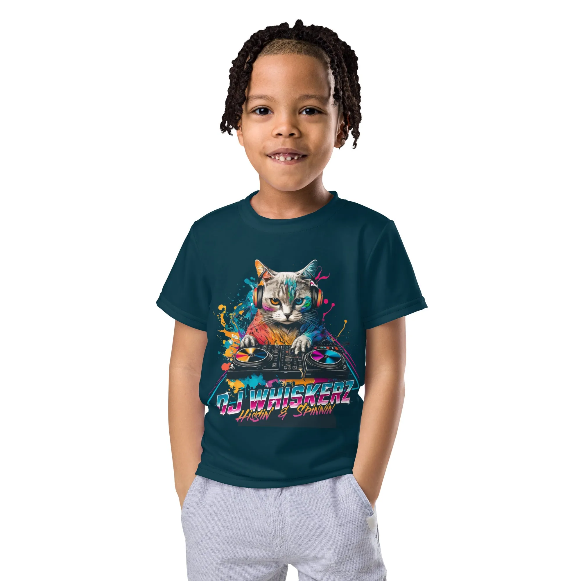 DJ Whiskers Kids crew neck t-shirt