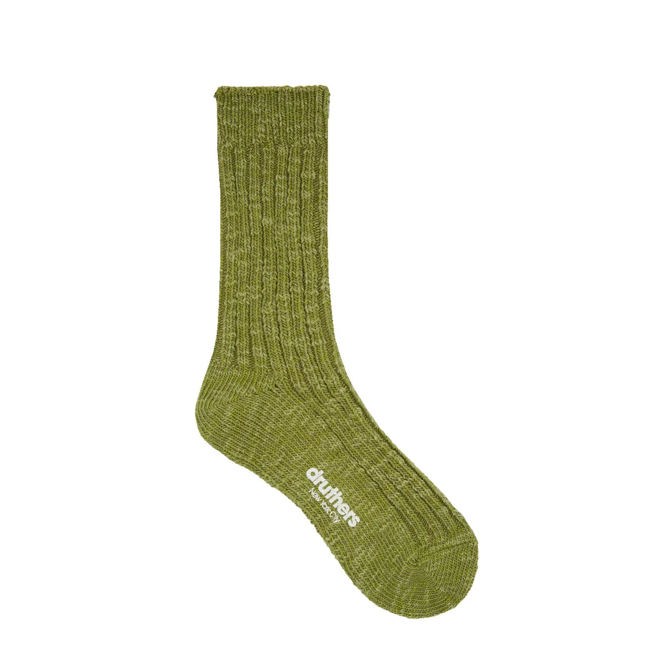 Druthers Organic Cotton Rib Slub Crew Sock Olive