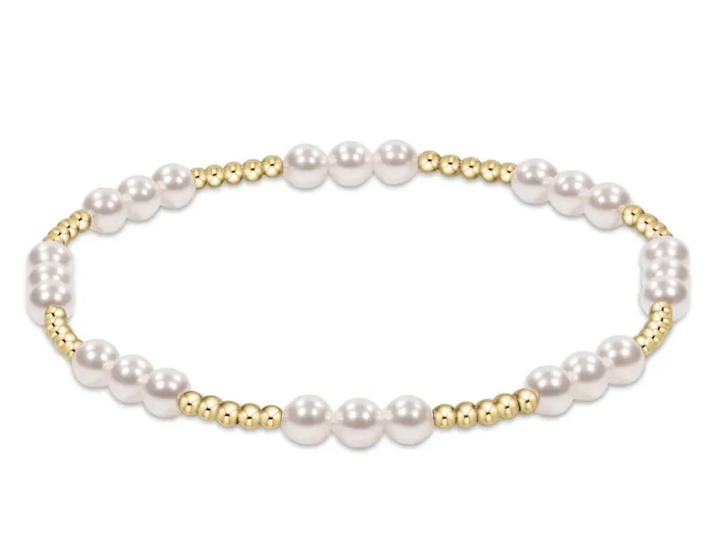 E Newton Classic Joy Pattern Bead Bracelet - Gold Pearl