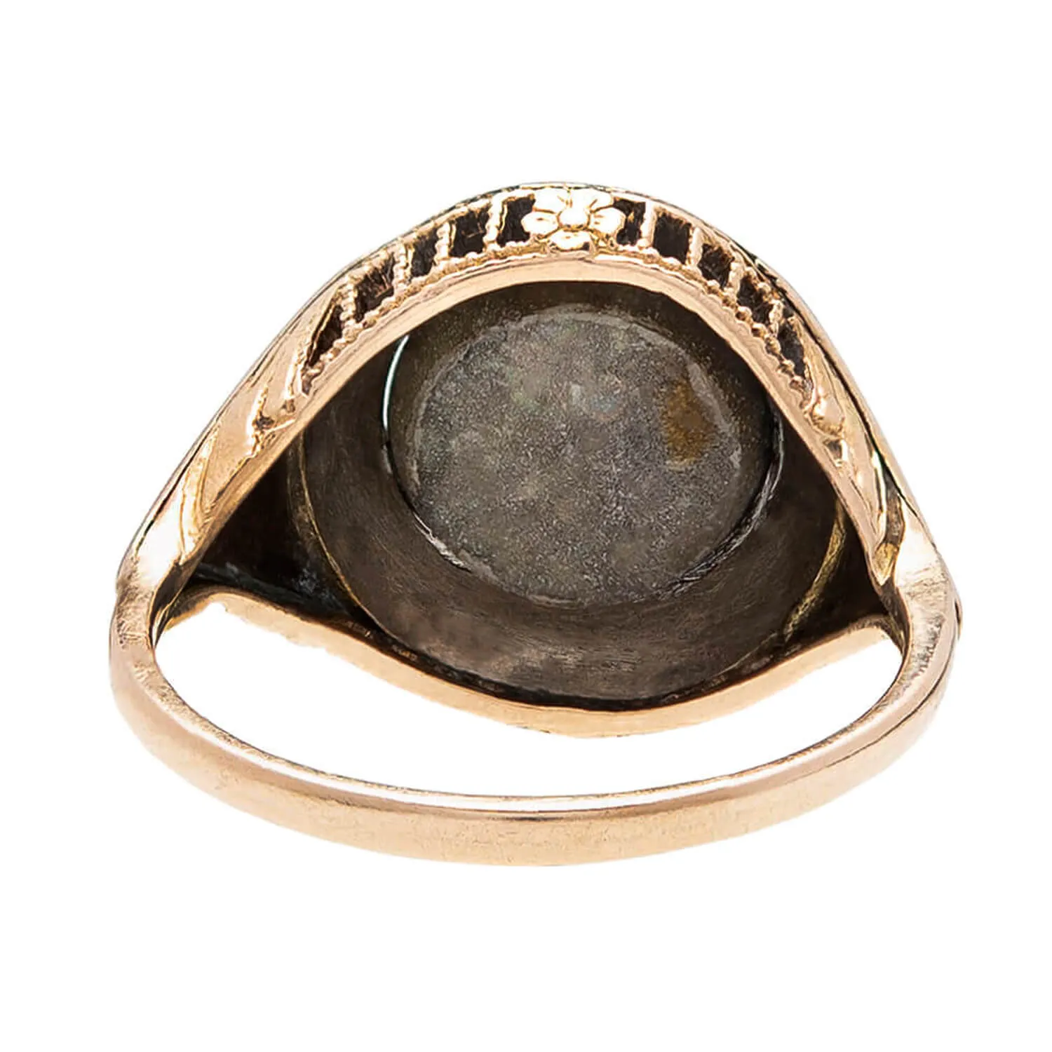 Edwardian 14k & Platinum Cats Eye Chrysoberyl Cocktail Ring