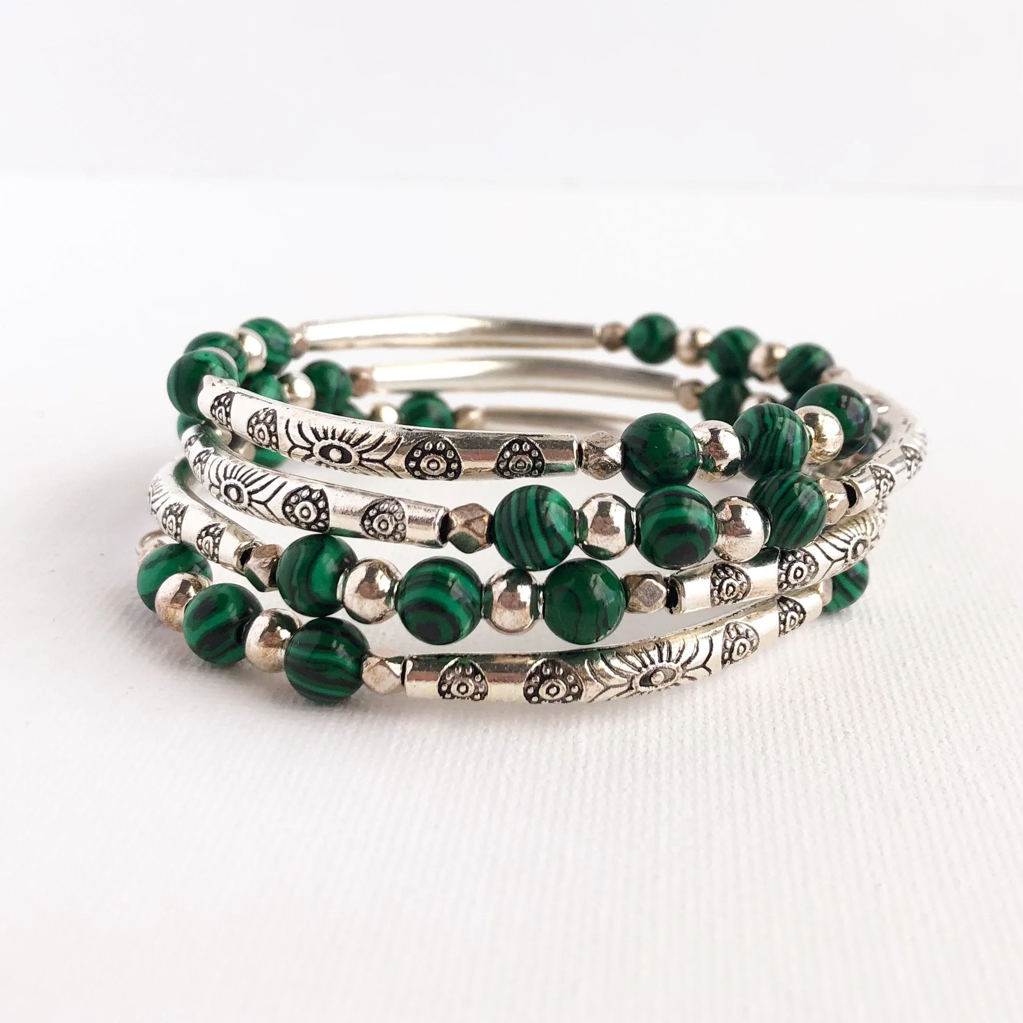 Emerald Isle Memory Wire Wrap Barcelet