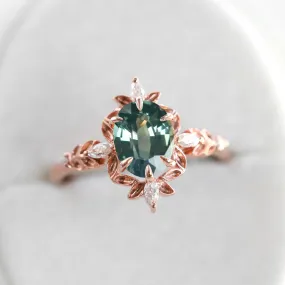 Enya Green Sapphire Diamond Engagement Ring