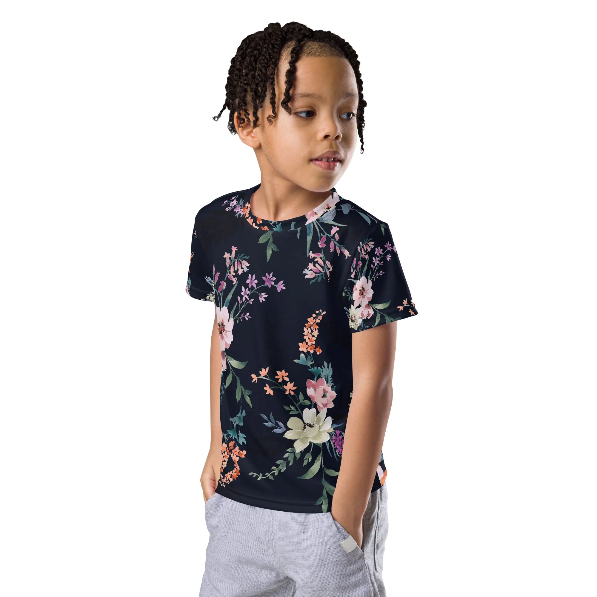 Floral pattern Kids crew neck t-shirt