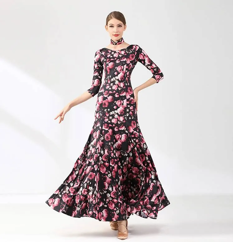 Floral Symphony Ballroom Dance Gown | 9075