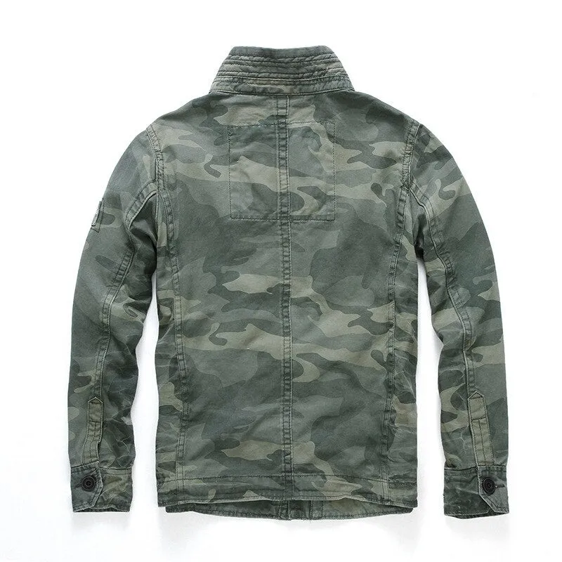 Foesce -Camo Jacket Casual Wear Autumn Combat Jackets Thick Denim Men Overall Green Military Winter Camouflage Male Cotton Size