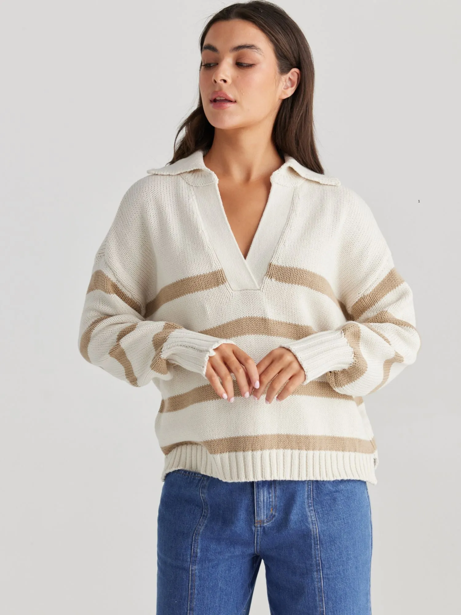 Goldie Stripe Knit | Ecru