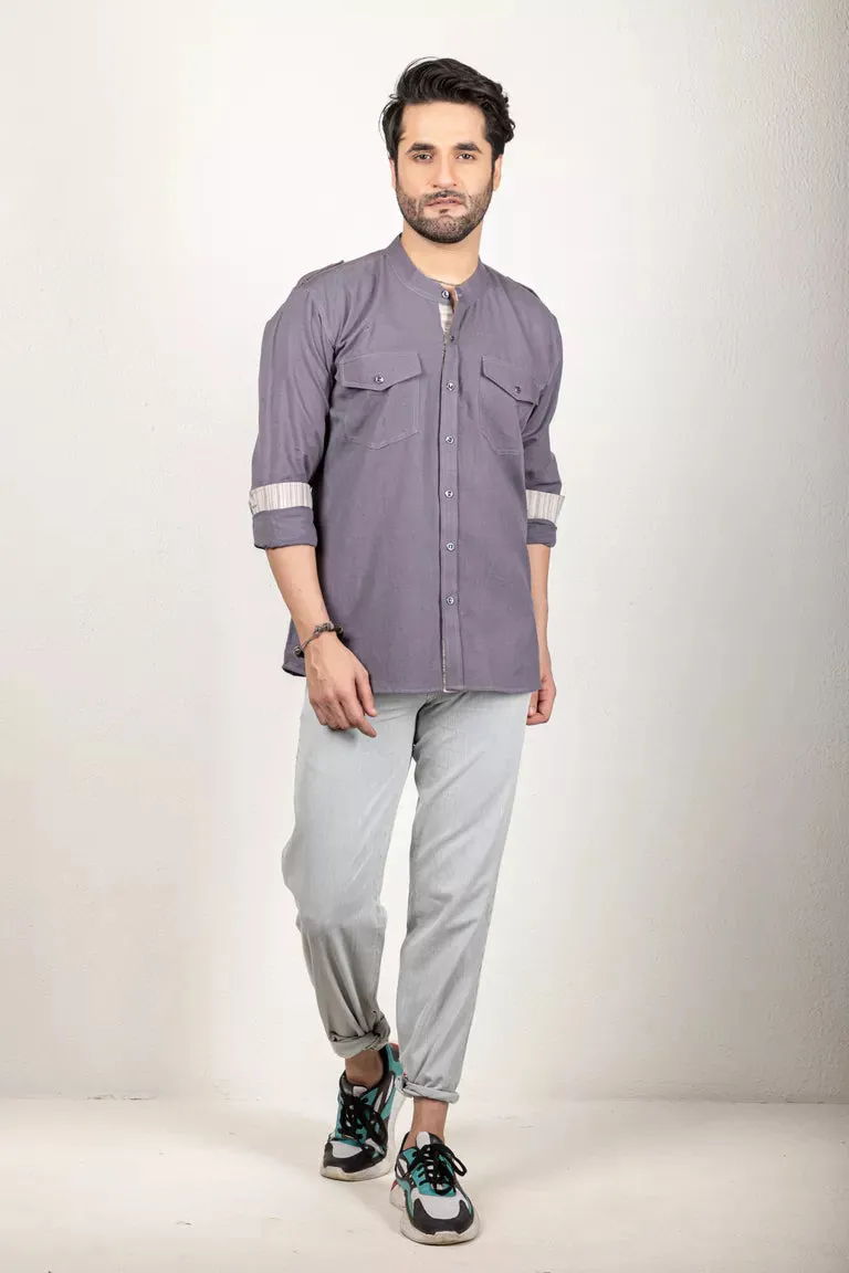 Grey Cotton Flax Shirt