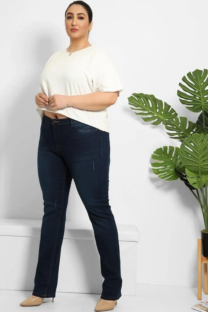 High Waist Blue Navy Jeans