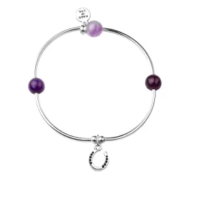 Horseshoe | Soft Bangle Charm Bracelet | Amethyst