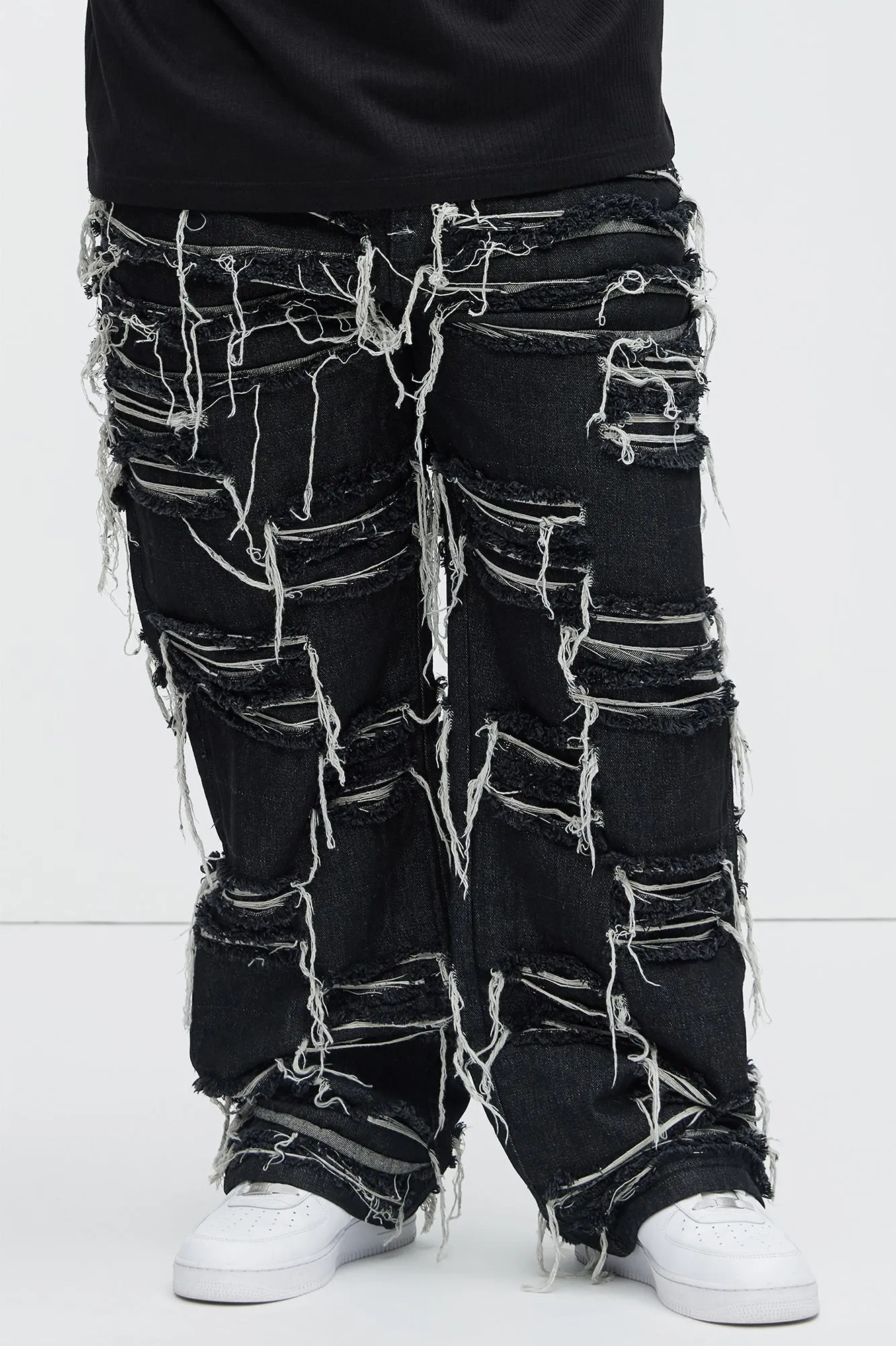 Jackson Frayed Dean Straight Jeans - Black