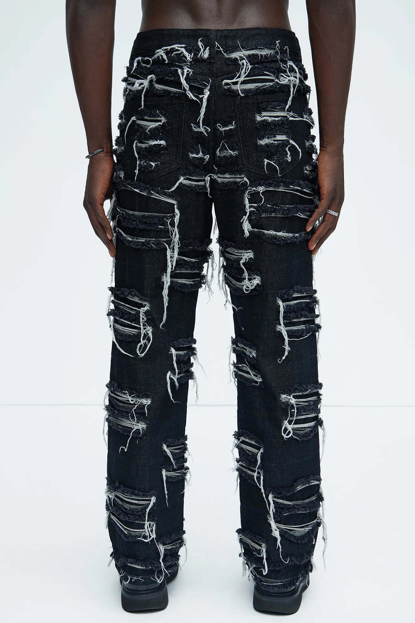 Jackson Frayed Dean Straight Jeans - Black