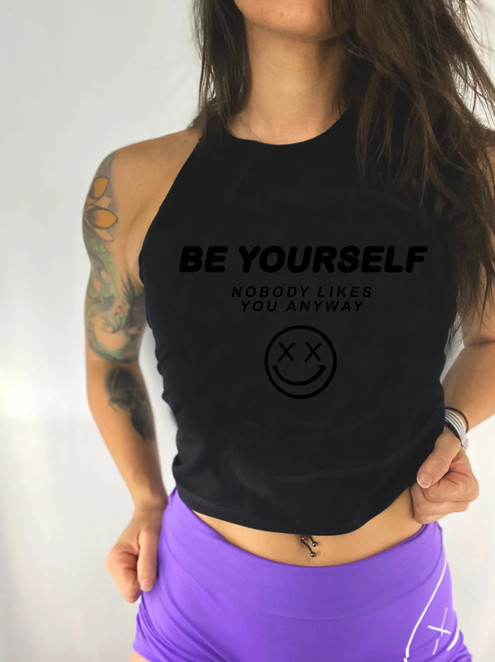 Ladies "Be Yourself Nobody Likes You Anyway" Flowy Crop Tank