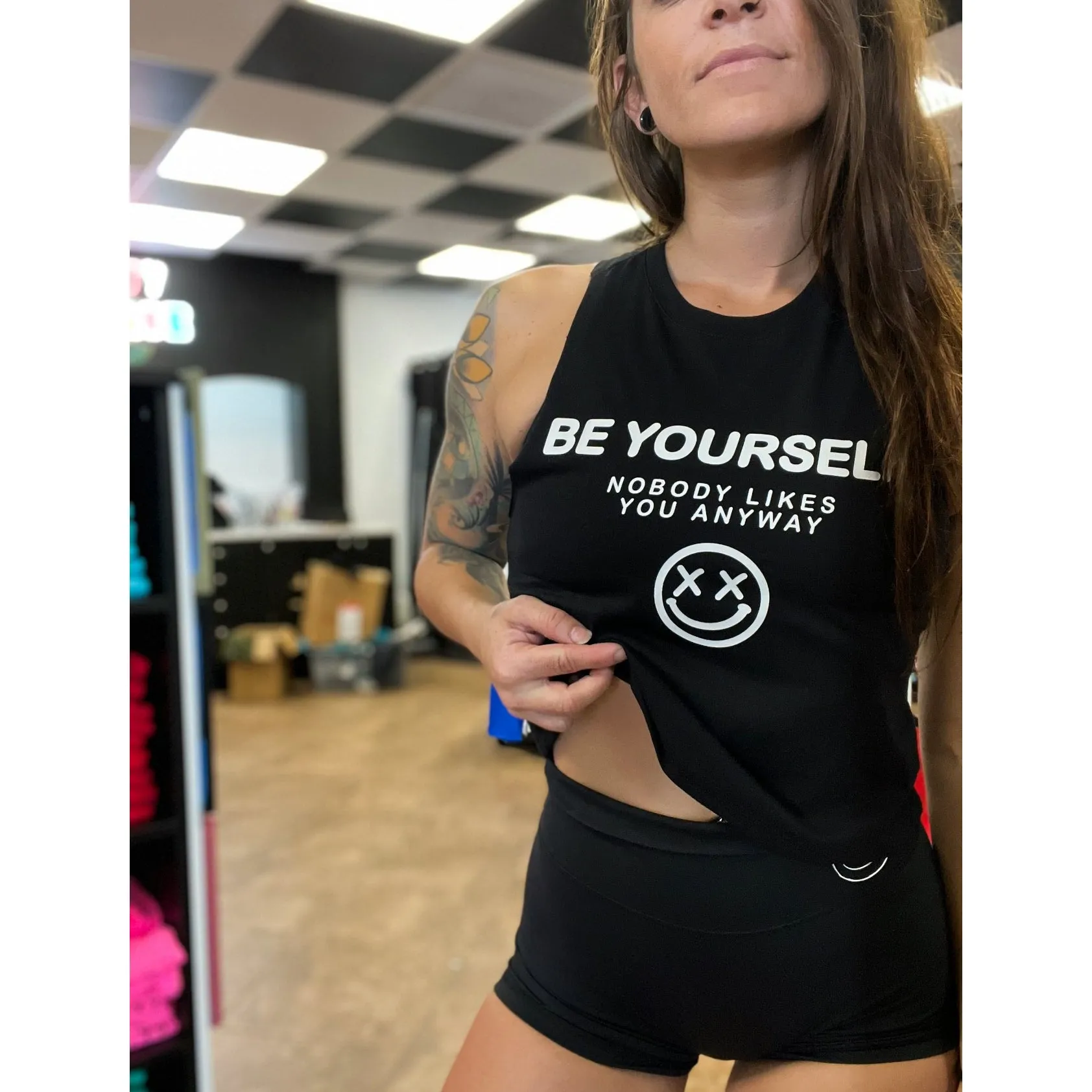 Ladies "Be Yourself Nobody Likes You Anyway" Flowy Crop Tank