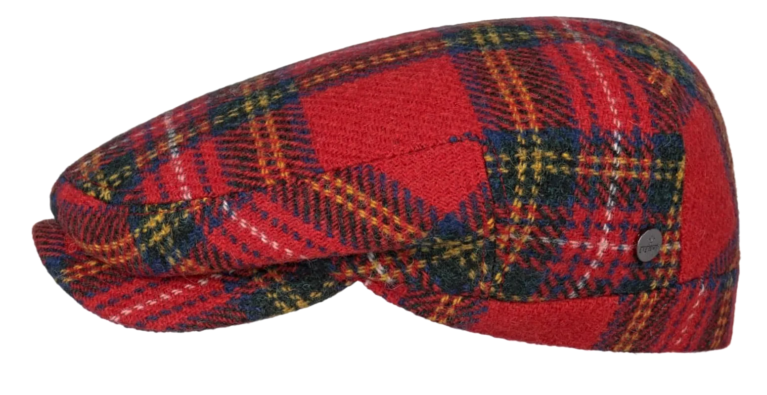 Liery's Wool Red Tartan Driver style flat cap