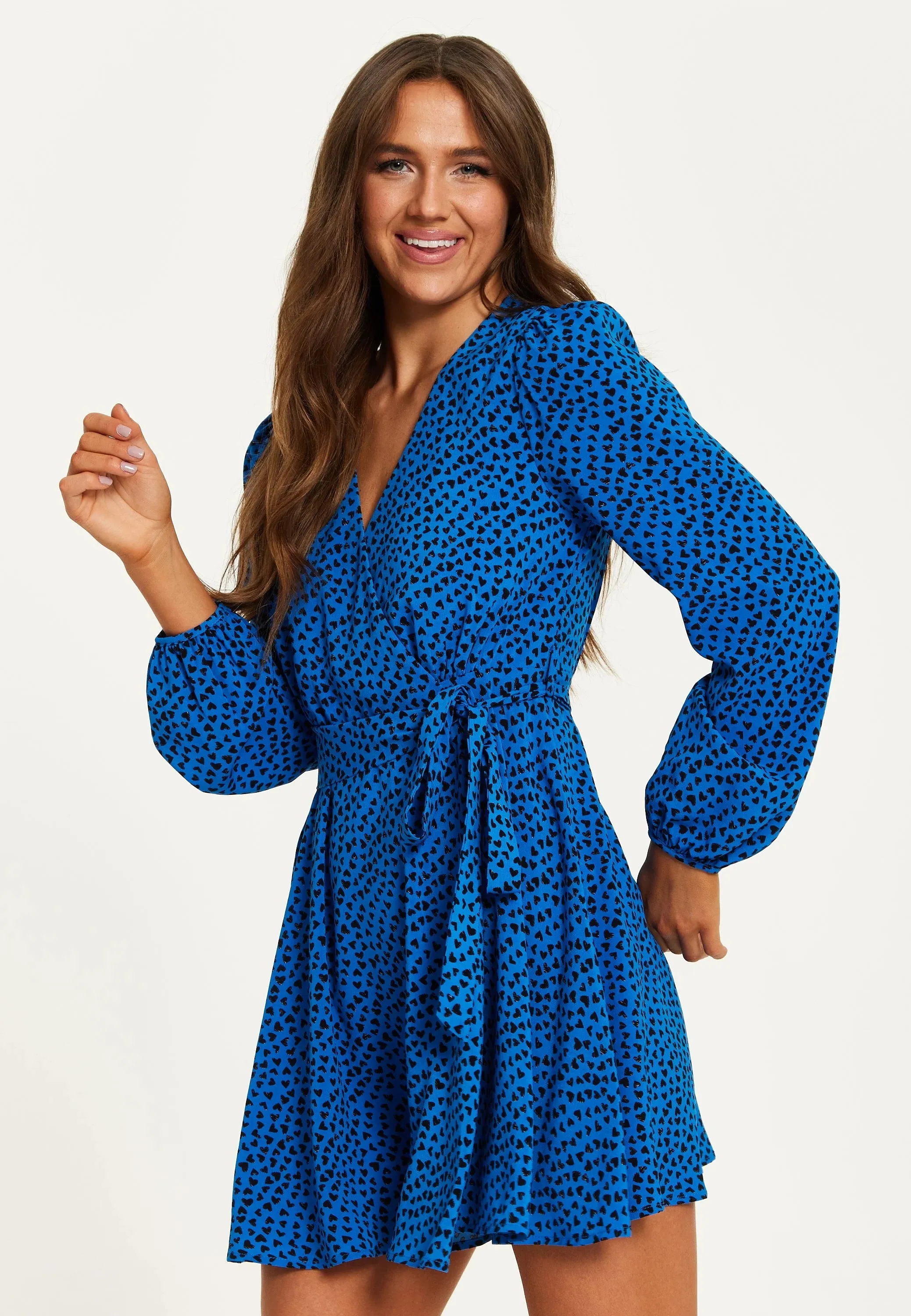 Liquorish Heart Print Mini Wrap Dress