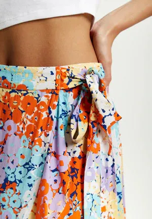 Liquorish Multicolour Floral Print Midi Wrap Skirt