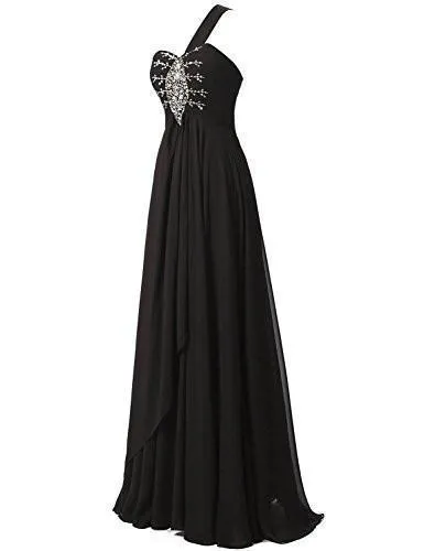 Long Chiffon A-line Beading Bridesmaid Dress Prom Gown