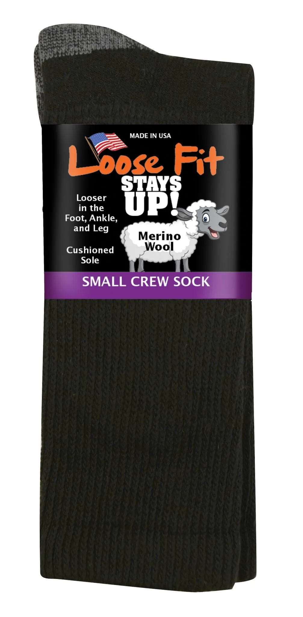 Loose Fit Stays Up Solid Merino Wool Socks