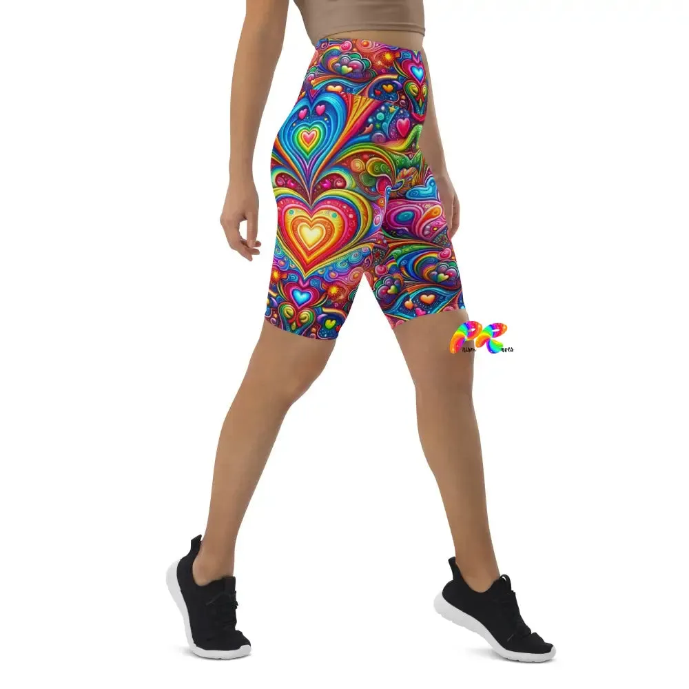 Love Dreamscape Rave Biker Shorts