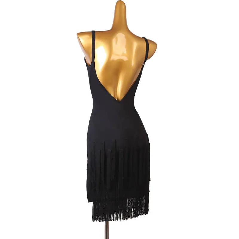 Lustrous Onyx Latin Dancewear Dress | LQ334