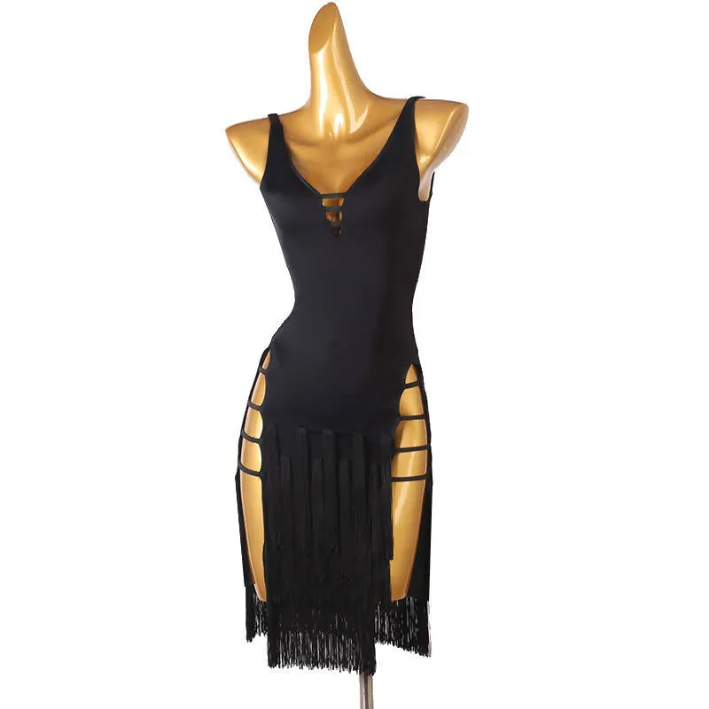 Lustrous Onyx Latin Dancewear Dress | LQ334