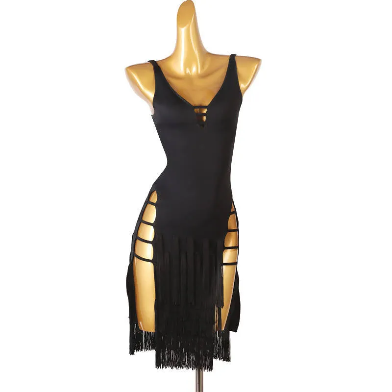 Lustrous Onyx Latin Dancewear Dress | LQ334