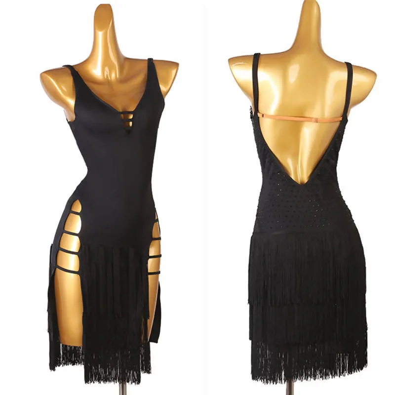 Lustrous Onyx Latin Dancewear Dress | LQ334