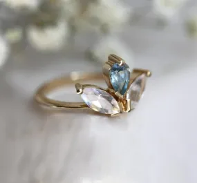 Lyanna Floral Moonstone And Aquamarine Ring